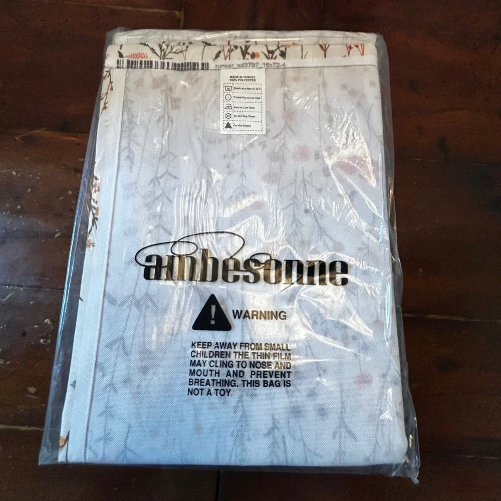 Ambesonne Table Runner & Placemats Set Floral Multicolor 16x72 5pc New